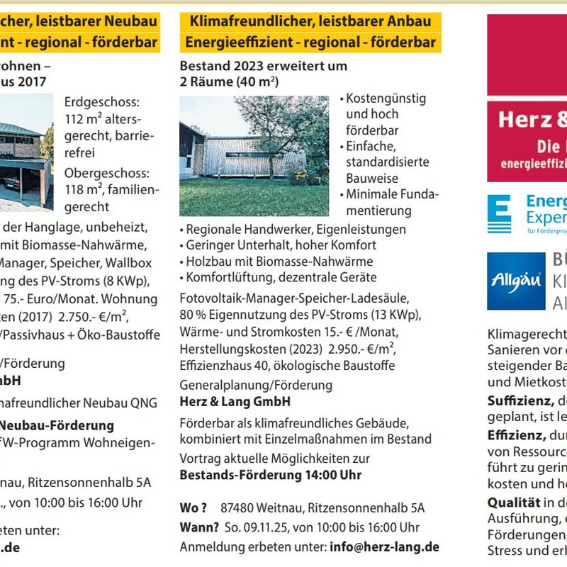 Tag der offenen Tür im Passivhaus 
am 09. November 2025